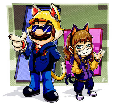 Cat Mario and Hat Kid chan