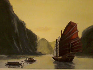 Landscape of a Chinese Junk Ship