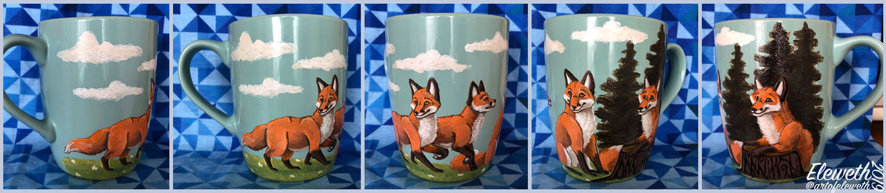 Painted mug: Foxes commission