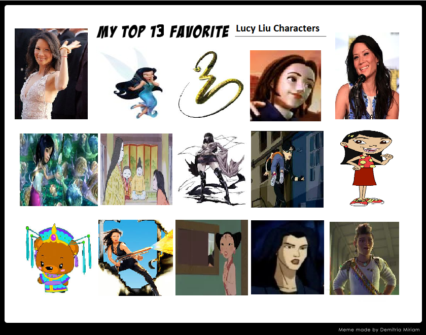 My Top 13 Favorite Lucy Liu Characters Meme