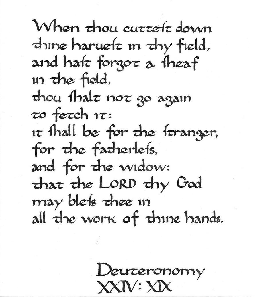 Calligraphy practice: Deuteronomy 24:19