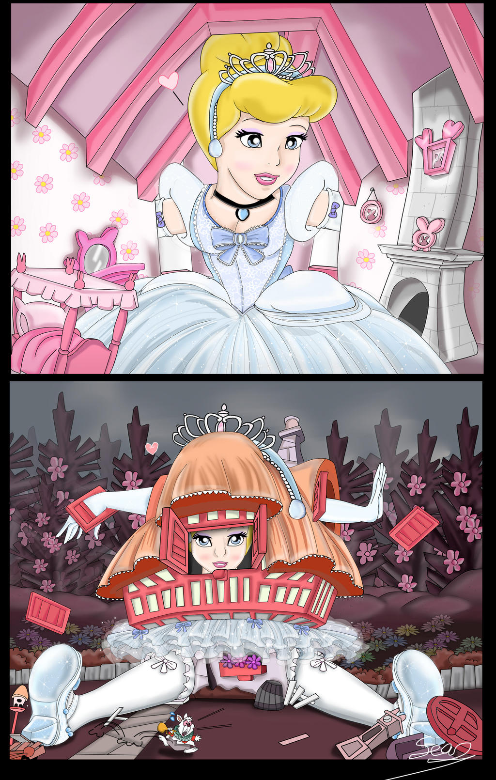 White Rabbit House Deviantart Cinderella in White rabbit's house two viewpoint by AVCHonline on ...