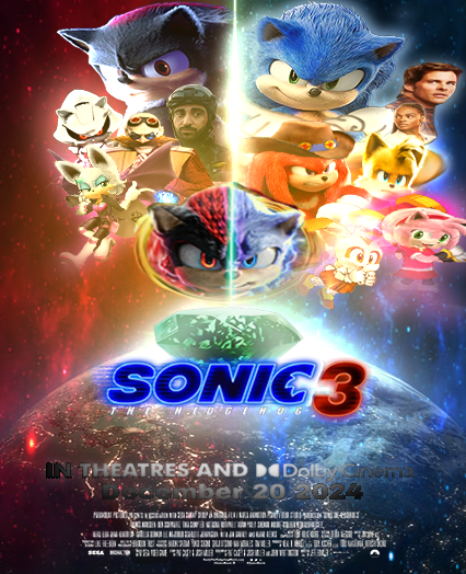 SONIC THE HEDGEHOG TEXTLESS MOVIE POSTER FILM A4 A3 A2 A1 PRINT CINEMA
