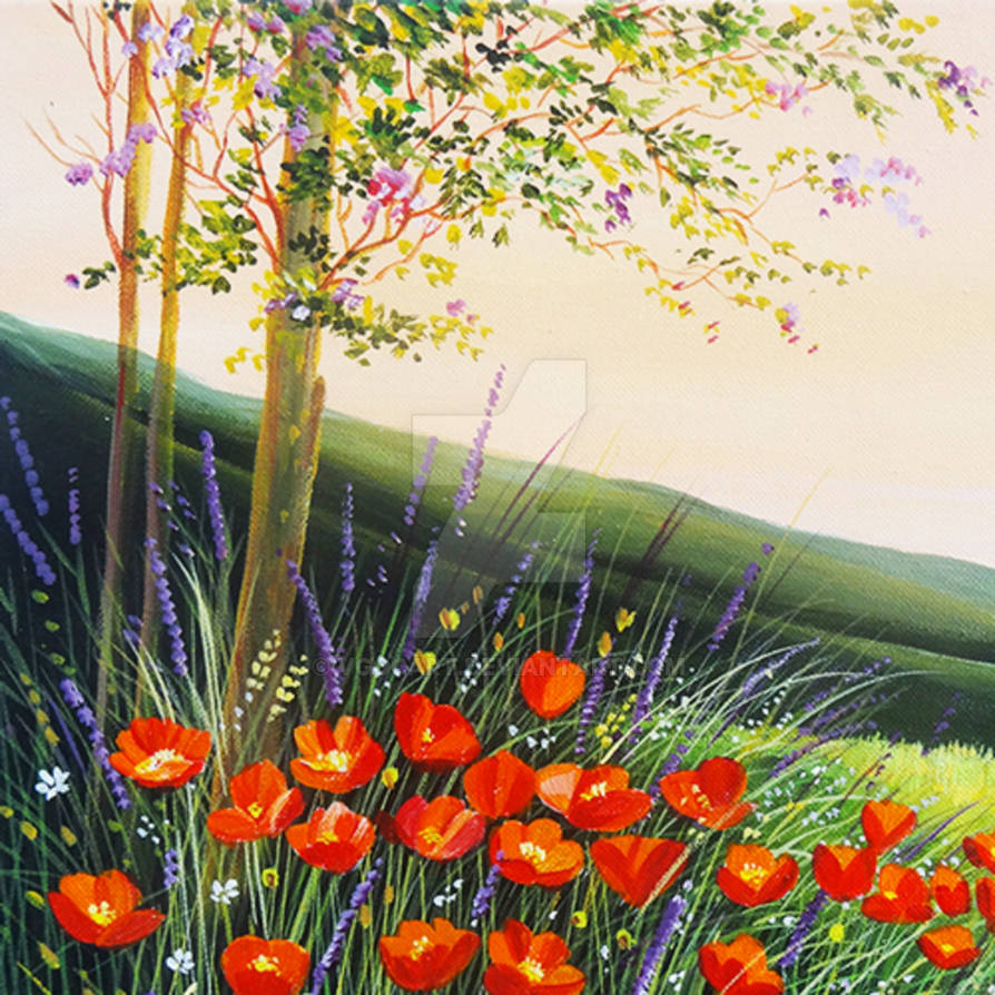 Red-Tulip-Flower-Garden-in-Pink-Sky-acrylic-origin by VGocart on ...