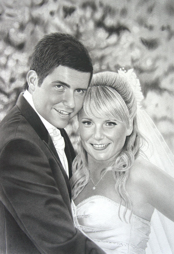 Wedding commision, dry brush oil on paper