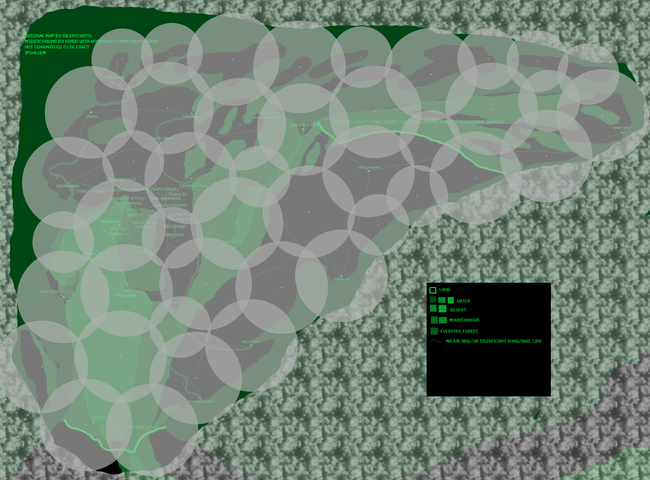 O. Hinds' Map of Equestria with SPP Coverage by WovenTales on DeviantArt