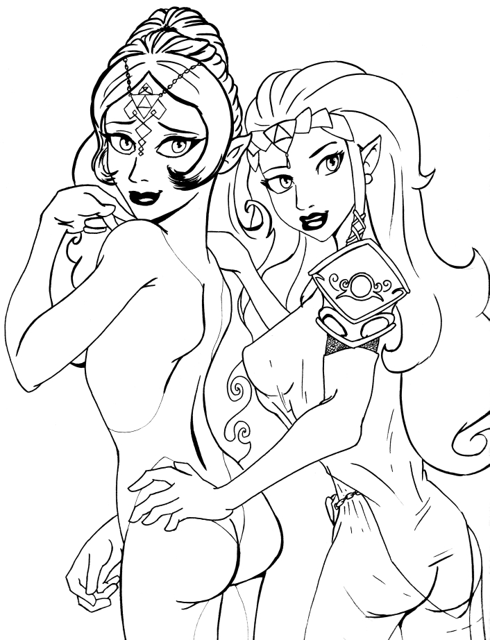 Midna and Zelda lineart