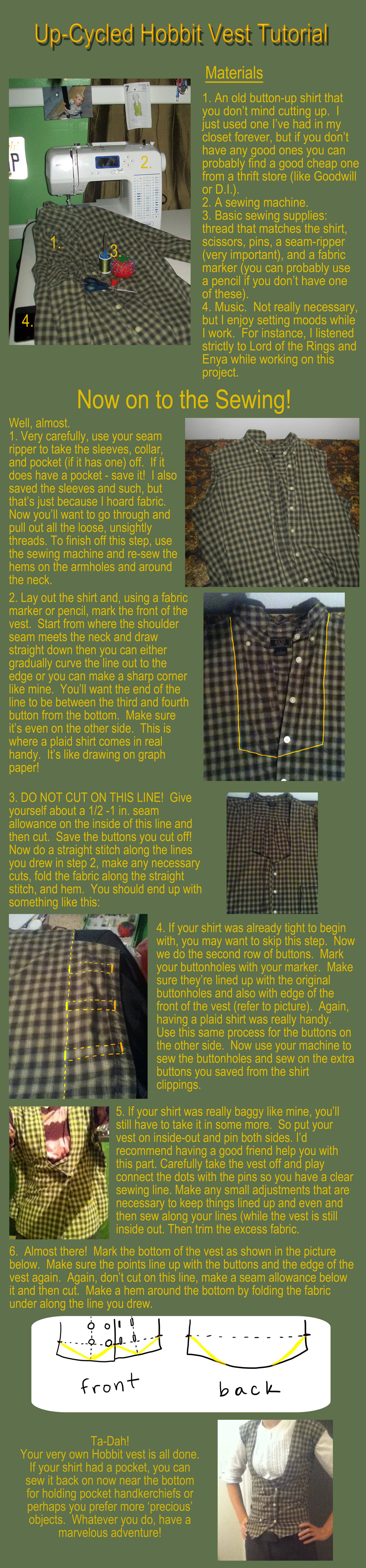 Up-Cycled Hobbit Vest Tutorial by Autnott