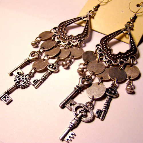 Tiny Keys Steampunk Earrings