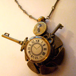 Razorblade Clock Keys Pendant