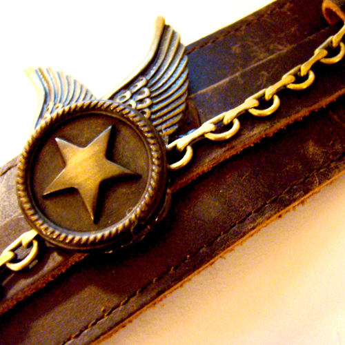 Wing Star Leather Bondage Cuff