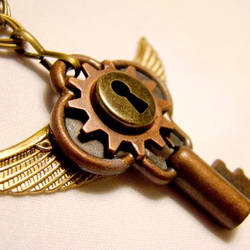 Flying Chimera Old Key Pendant