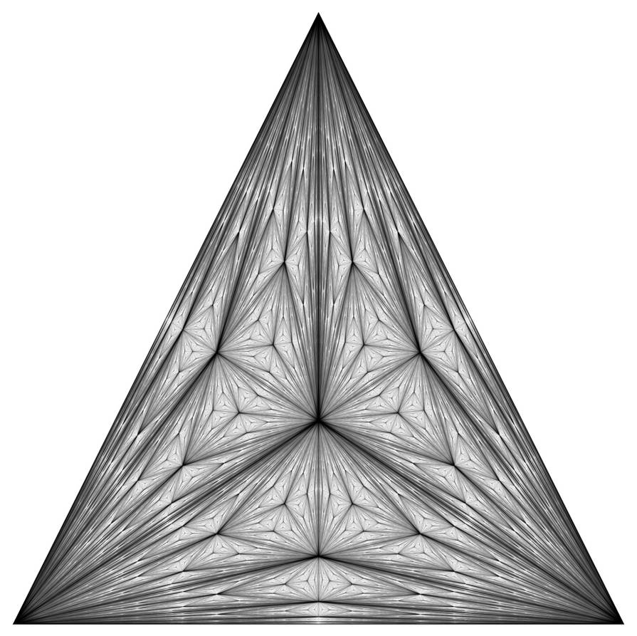 Center of mass Fractal Triangle Balck and White by GarrettNelson