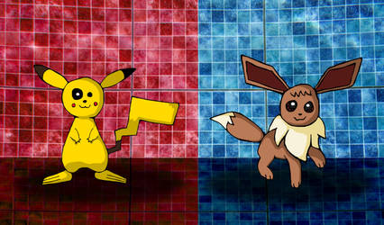 Pikachu vs Eevee by LiquidFrogStudios