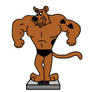 Bodybuilder Scooby weighing himself