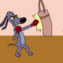 Mooch puncing a retro punching bag