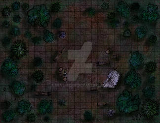 TTRPG MAp campout at night with grid