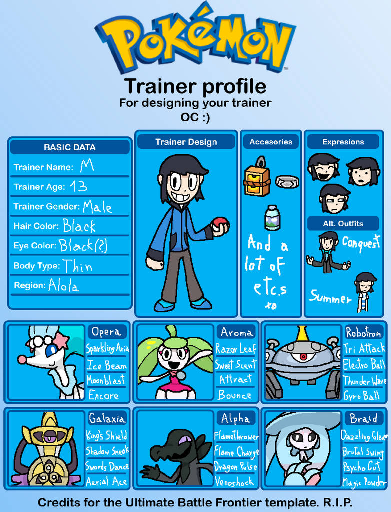 Pokemon Trainer OC Profile Template by Miguelthepainter on DeviantArt