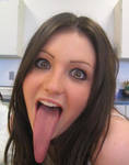 Girl with long tongue