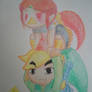 Link and Medli (Crayon Drawing)