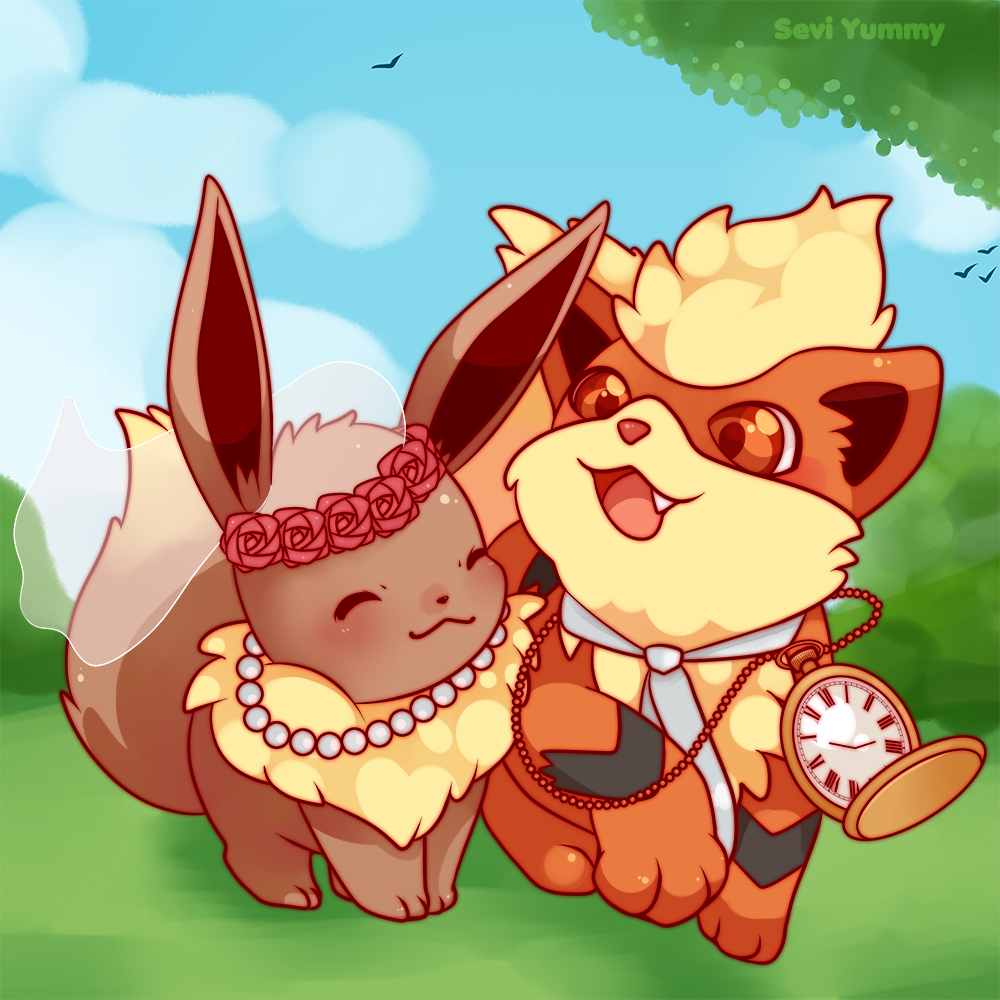 COMMISSION: Eevee and Growlithe