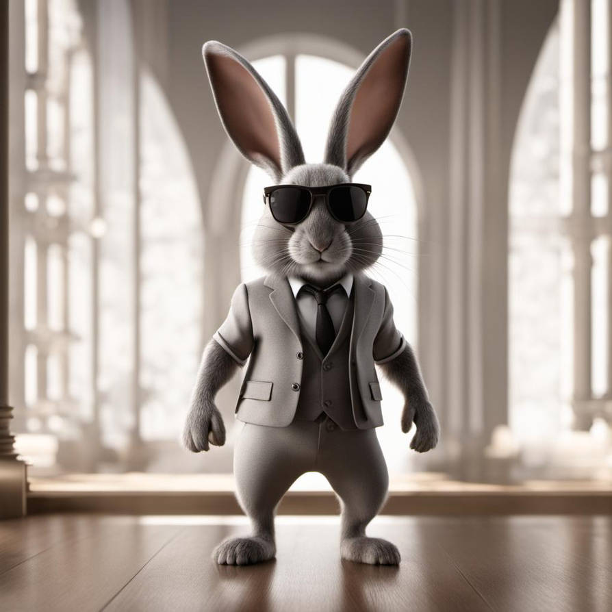 Rabbit as human, perfect body ,no cloths,sunglass by hokieE on DeviantArt
