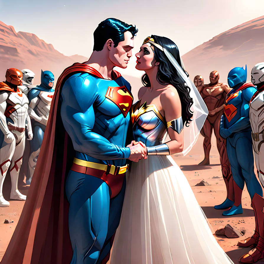 Superman and Wonder Woman getting married on Mars by BaddkarmaII on