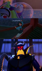 Mulan protects Buzz from Zurg