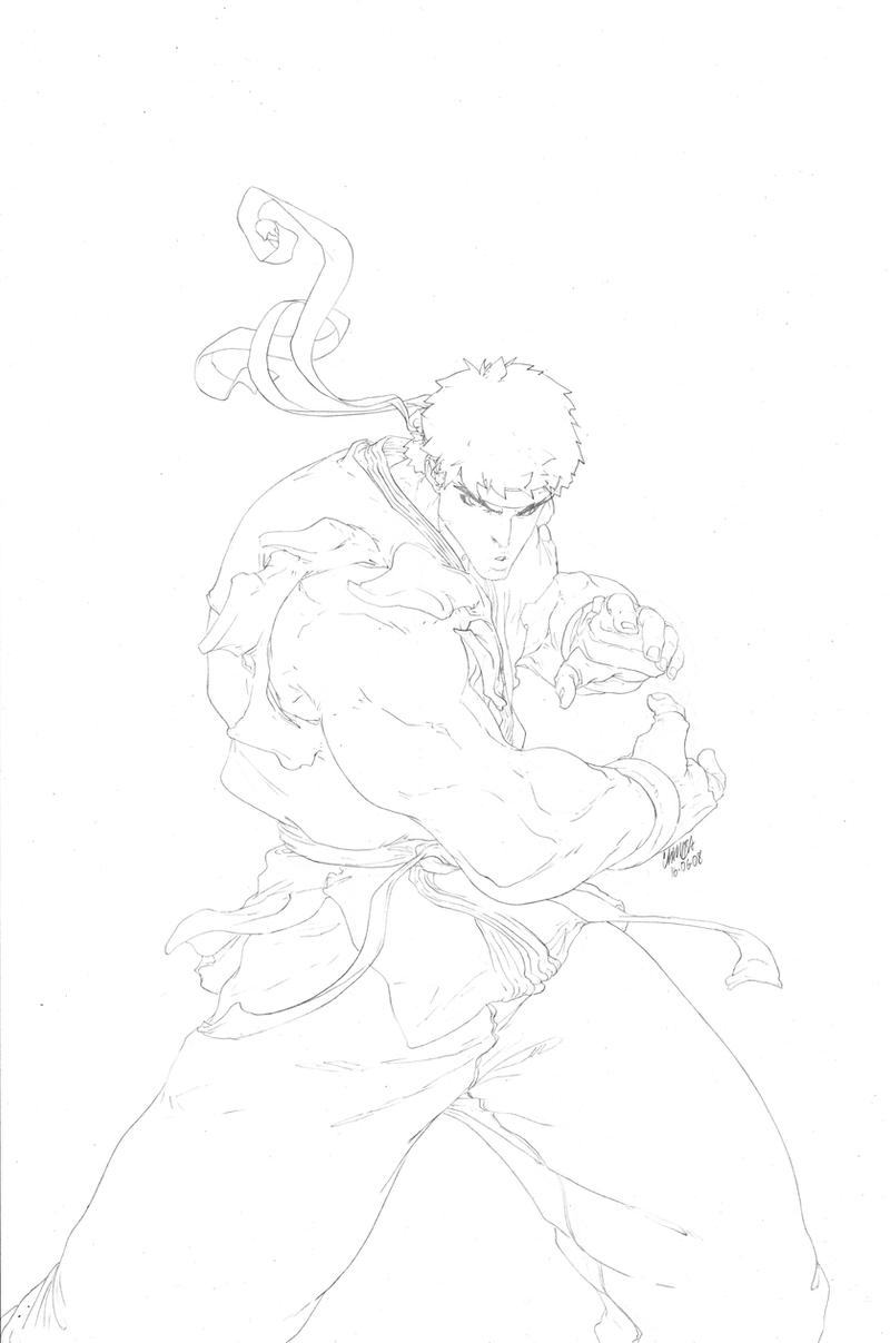 SF Remix Ryu Cover Lineart