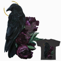 crow and flowers