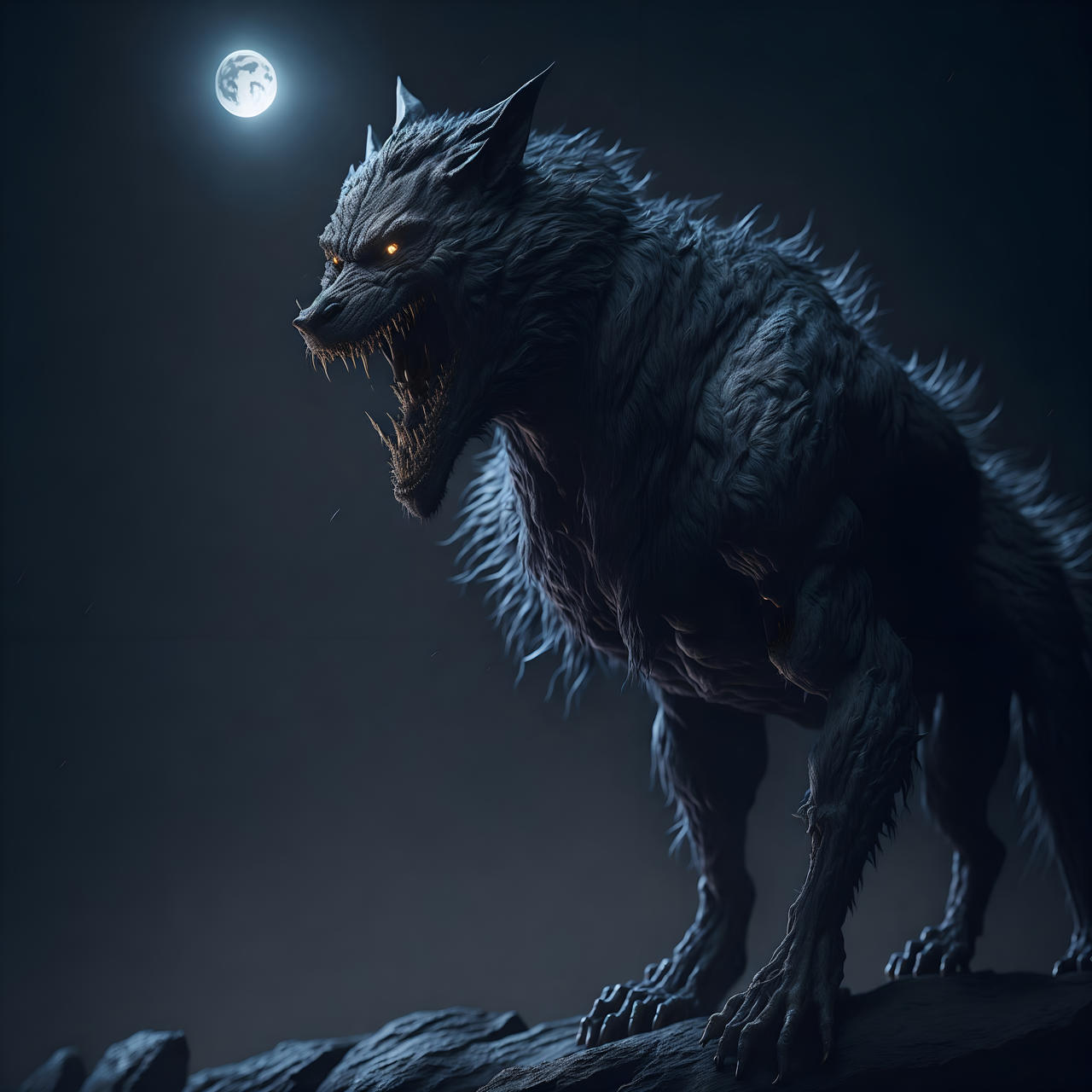 Premium AI Image  The dark night of the werewolf