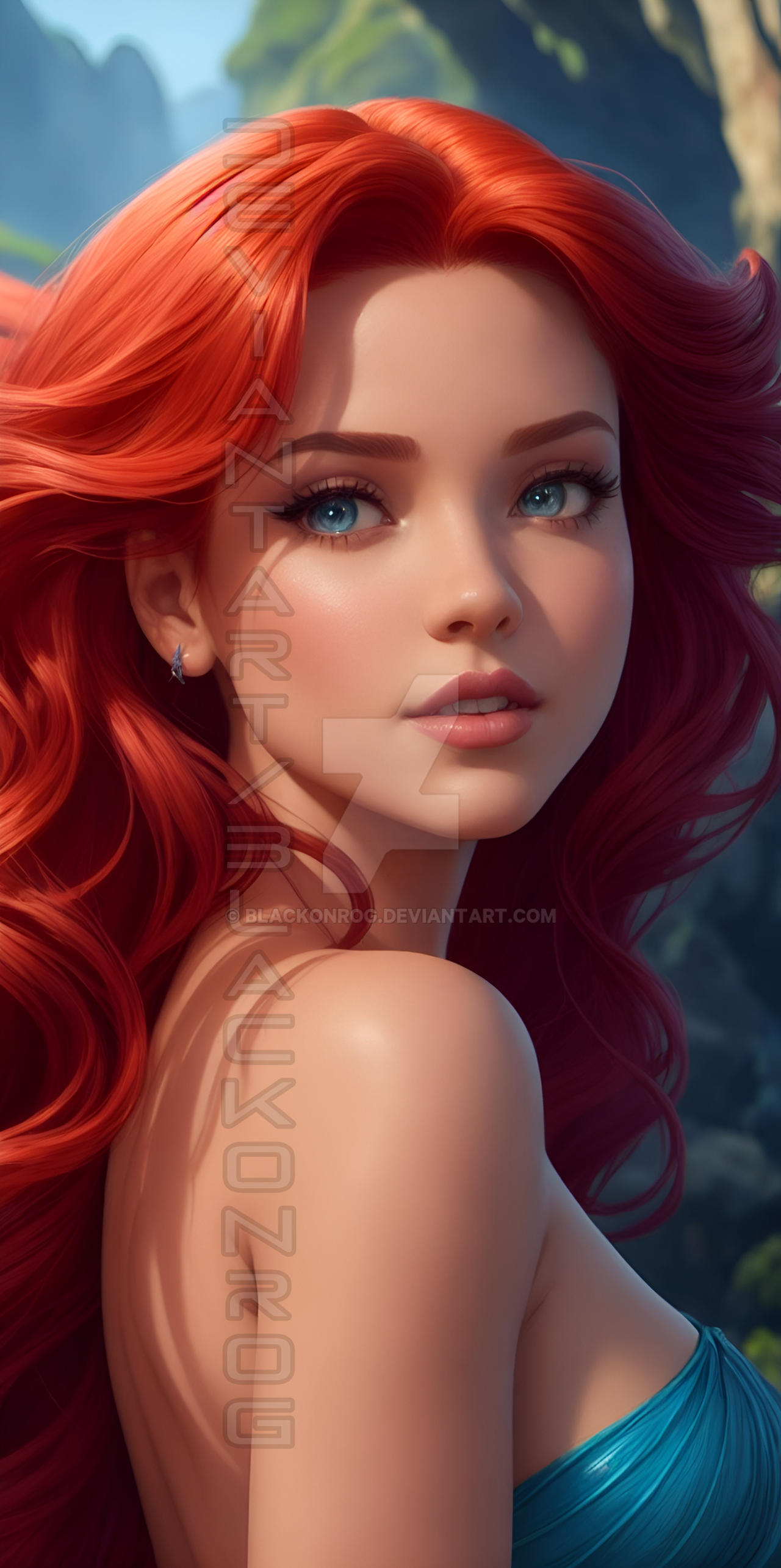 Ariel realistic portrait (DisneyInspired) by BlackOnRog on DeviantArt