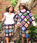 1:6th scale patchwork skirts and poncho by buttercupminiatures