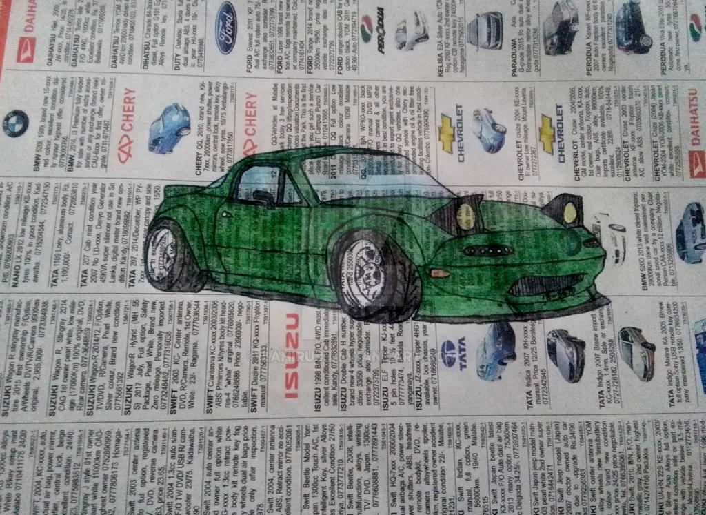 Sketching Cars on Newsprint Paper 
