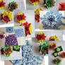 Kusudama constructs + kaleidoscope folded cards