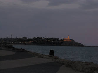 Yafo depuis Tel Aviv by night