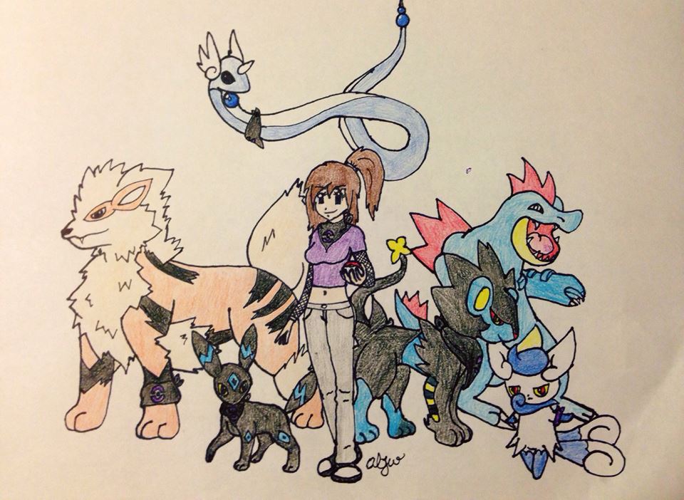 Shylyn and Her Pokemon Team - Colored