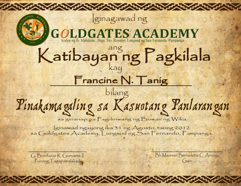 Buwan ng Wika Certificate by roeljangeles on DeviantArt