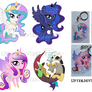 Celestia, Luna, Cadence and Discord - Keychain