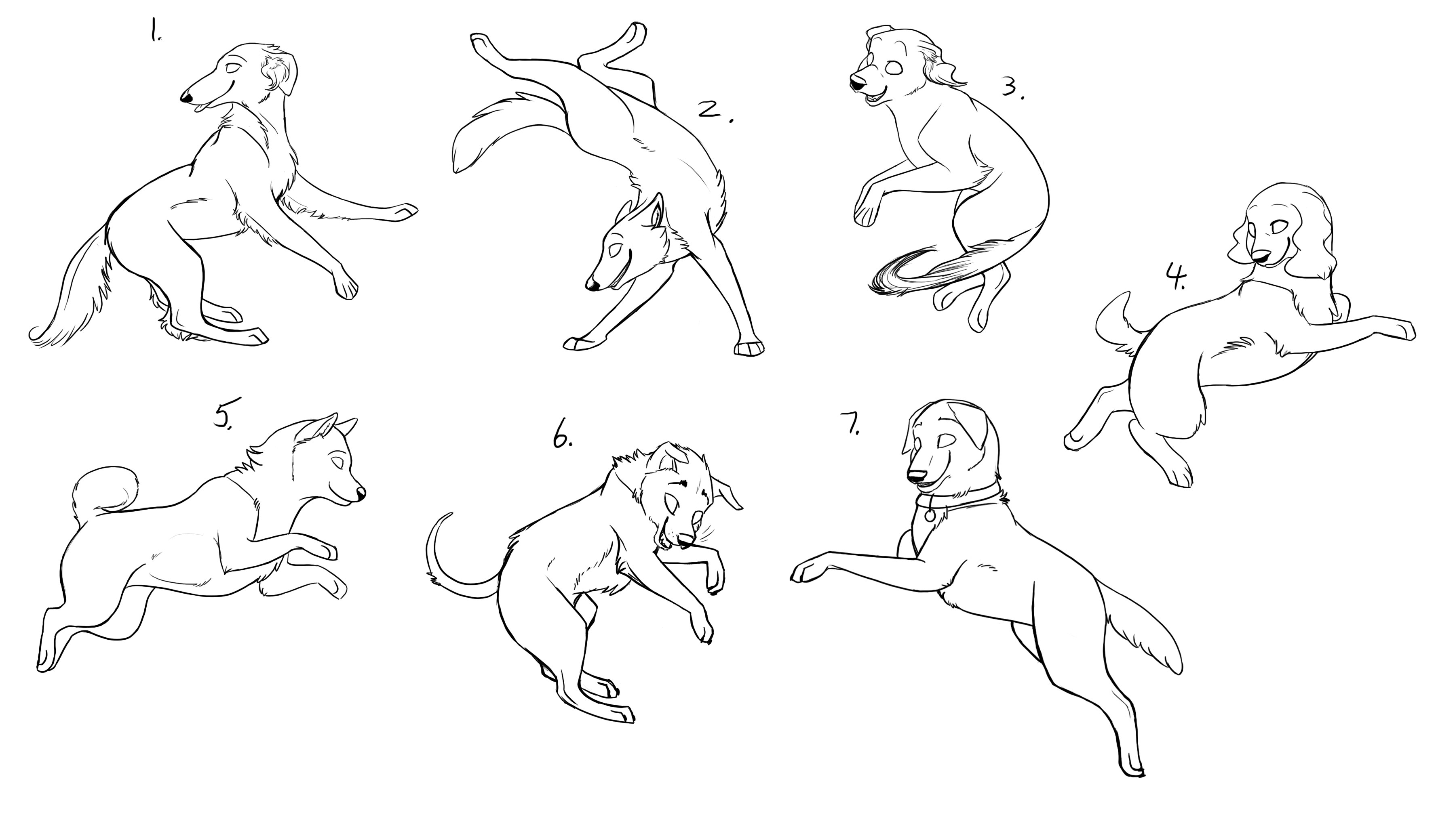 7 Hounds a Leaping- Free linearts