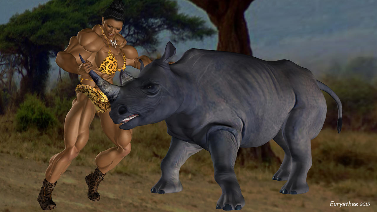 Sanya, the herculean amazon, fights a rhino 05