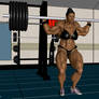 Sanya, heavy squat in weights room  07