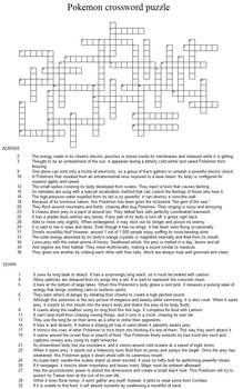 Pokemon crossword puzzle