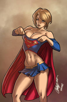 Powergirl wears Supergirl's Uniform