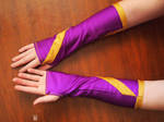 Purple and gold spandex armwarmers by WhimsicalSquidCo