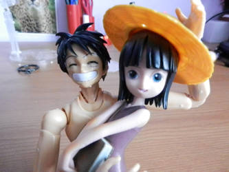 Monkey D Luffy with young Nico Robin