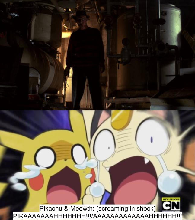 Meowth Scared Pikachu and Meowth are scared of Freddy Krueger! by TGDC20610 on DeviantArt