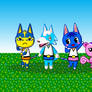 Animal Crossing villagers in zap suits