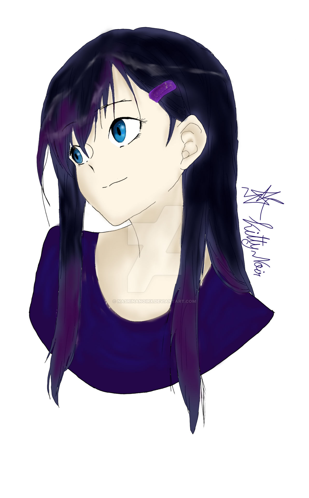 Anime Girl with Black'n purple hair with blue eyes by NasrinAnoirX on  DeviantArt