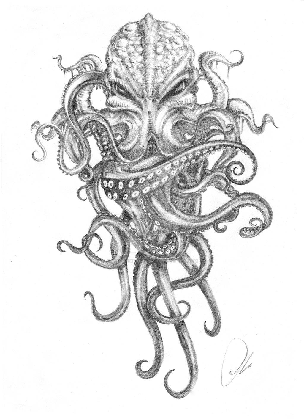 Cthulhu Drawing by ZeroFoxFaceless on DeviantArt